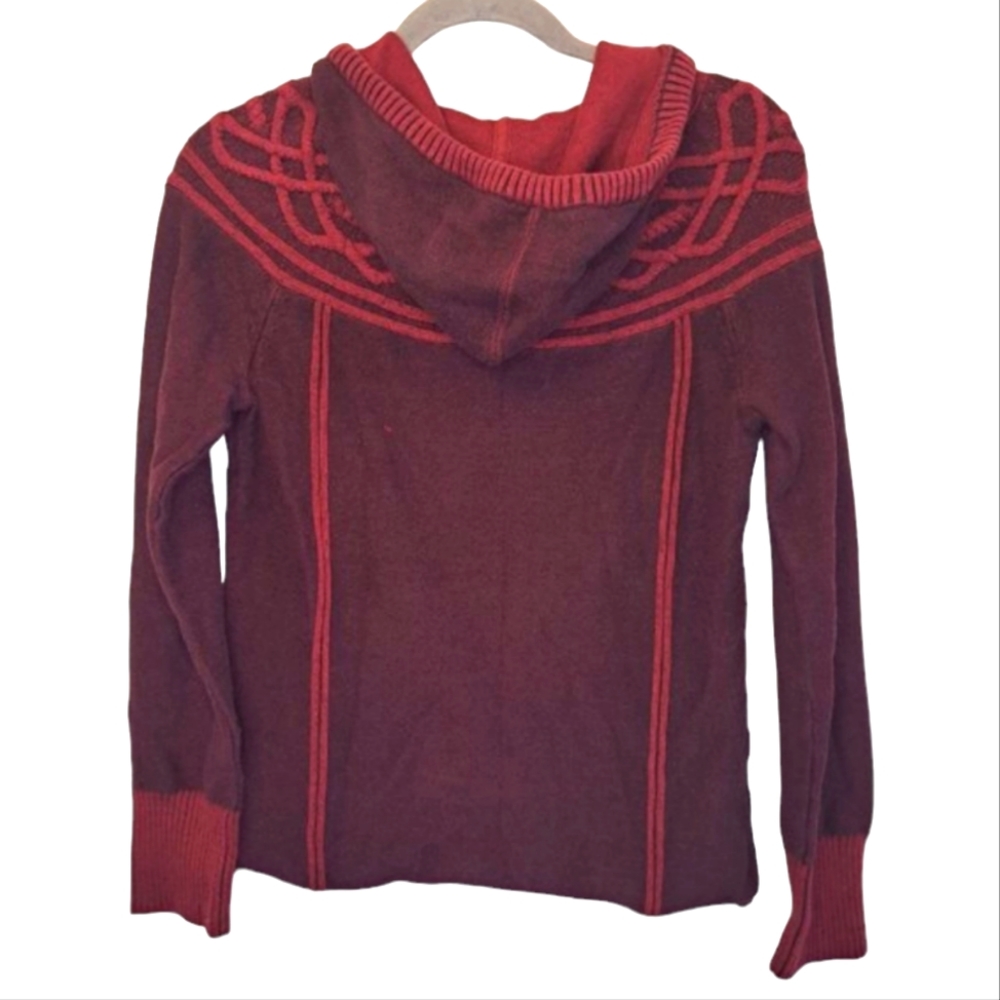Eddie Bauer Chunky Burgundy Red Hooded Sweater Size Small - Picture 2 of 7
